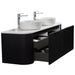 Curva 1500 Curved Double Matte Black Fluted Wall Hung Vanity - Acqua Bathrooms