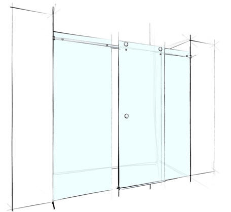 Square Frameless Adjustable Wall to Wall Sliding Shower Screen - Acqua Bathrooms