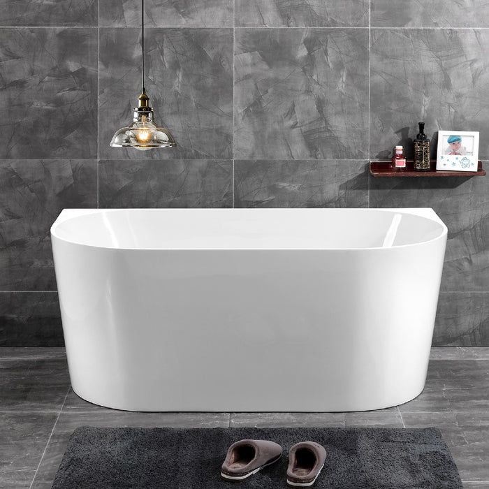 Lara 1400 Back to Wall Freestanding Bath Tub By Indulge® - Acqua Bathrooms