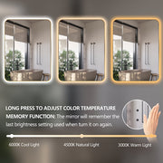 Curva Rectangle Brushed Gold 600 x 800 Touchless LED Mirror  - Three Light Temperatures - Acqua Bathrooms