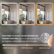 Curva Rectangle Matte Black 700 x 900 Touchless LED Mirror  - Three Light Temperatures - Acqua Bathrooms
