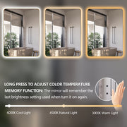 Curva Rectangle Brushed Gold 700 x 900 Touchless LED Mirror  - Three Light Temperatures - Acqua Bathrooms