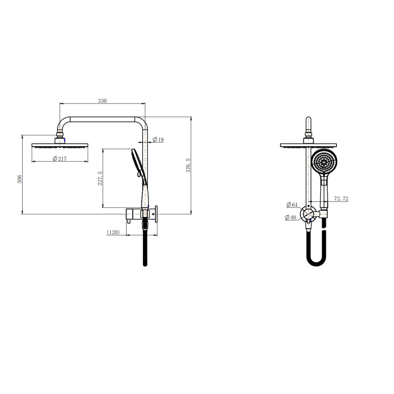 Mirage Brushed Bronze Round Multifunction Shower Rail - Acqua Bathrooms