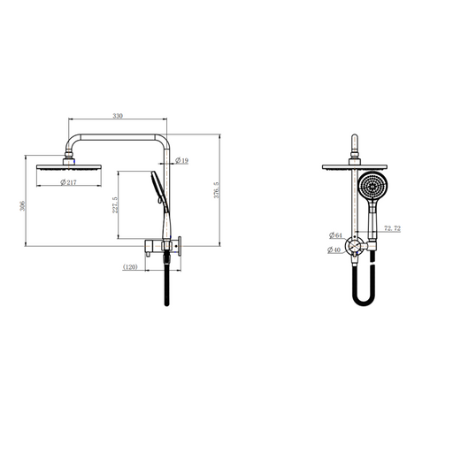 Mirage Brushed Bronze Round Multifunction Shower Rail - Acqua Bathrooms