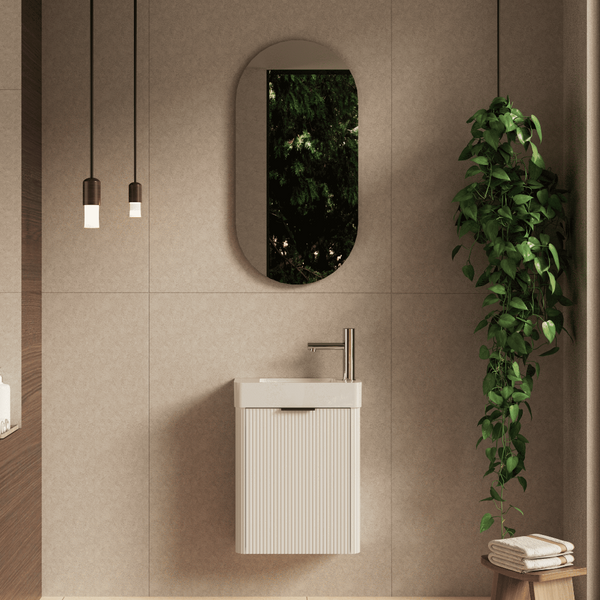 Ronda 450 Curved Fluted Matte White Wall Hung Vanity