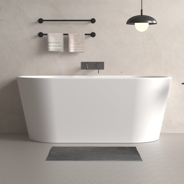 Cascade 1500mm Matte White Back to Wall Freestanding Bath Tub - Acqua Bathrooms