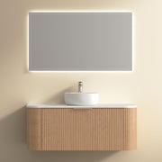Ronda 1200 Curved Desert Oak Fluted Wall Hung Vanity - Acqua Bathrooms