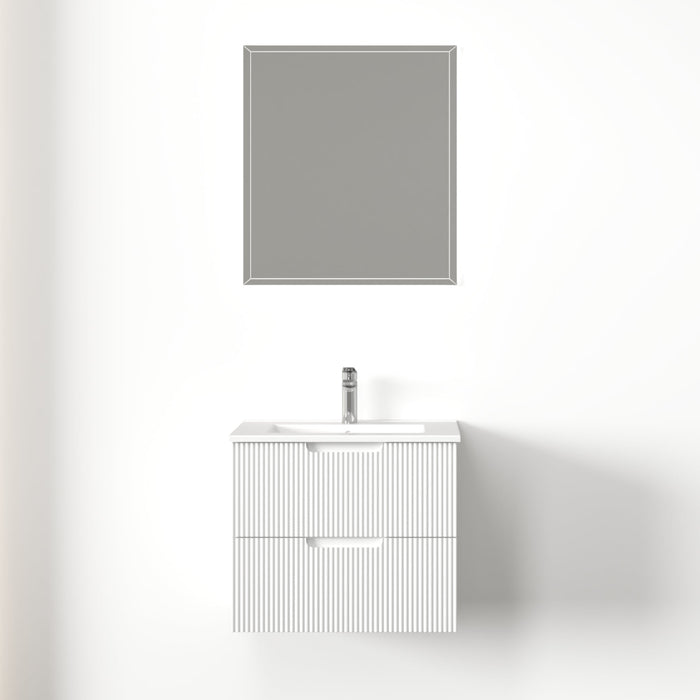 Kelsa 600 Fluted Matte White Wall Hung Vanity - Acqua Bathrooms