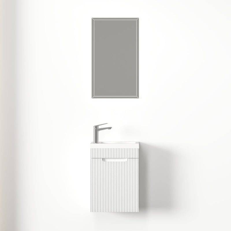 Kelsa 400 Fluted Matte White Wall Hung Vanity - Acqua Bathrooms