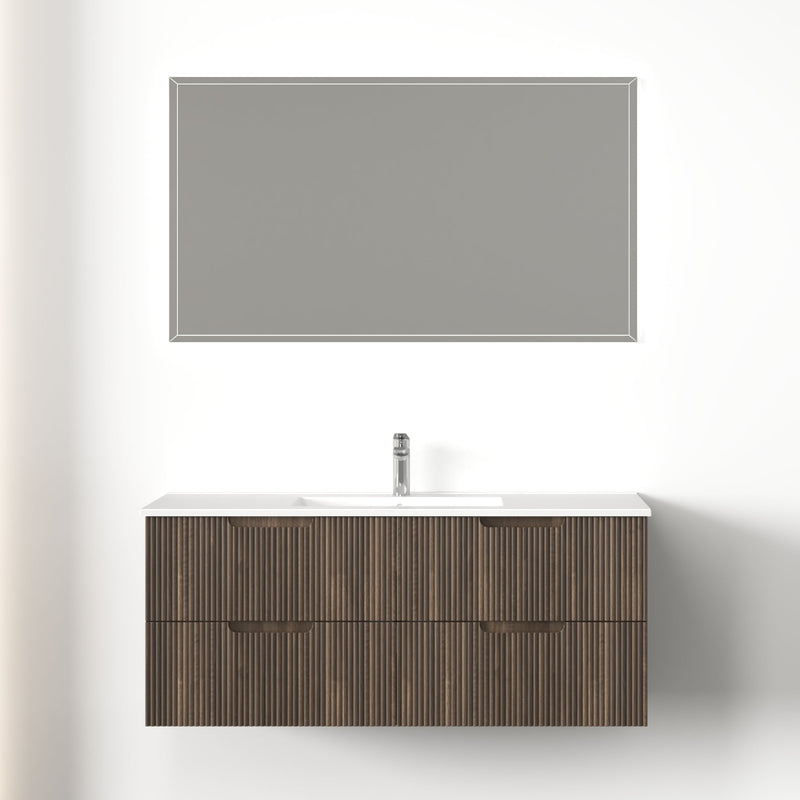 Kelsa 1200 Fluted Walnut Wall Hung Vanity - Acqua Bathrooms