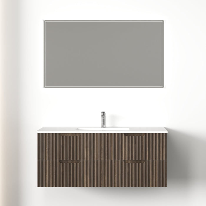 Kelsa 1200 Fluted Walnut Wall Hung Vanity - Acqua Bathrooms