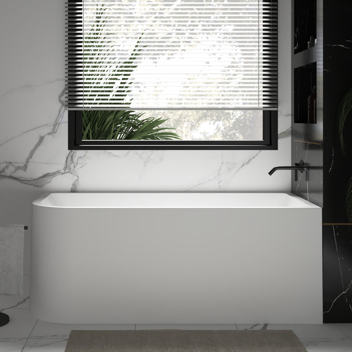 Modra 1500 Matte White Right Corner Fit Freestanding Bath Tub - Acqua Bathrooms