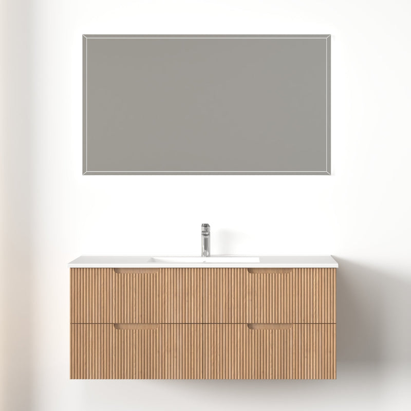 Kelsa 1200 Fluted Desert Oak Wall Hung Vanity - Acqua Bathrooms