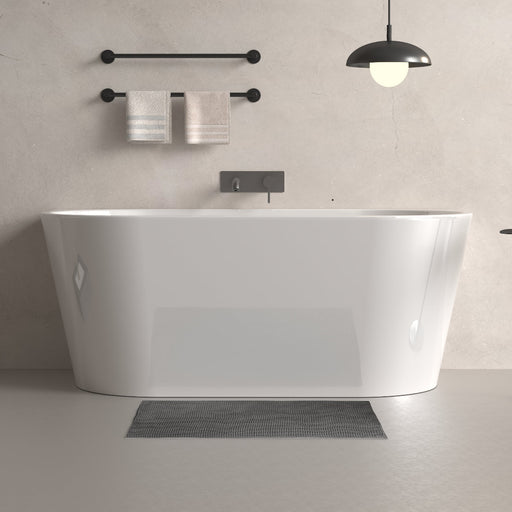 Cascade 1500mm Gloss White Back to Wall Freestanding Bath Tub - Acqua Bathrooms