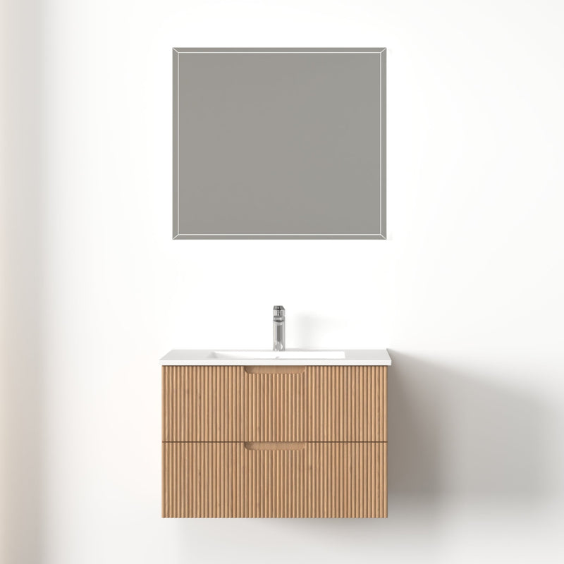 Kelsa 750 Fluted Desert Oak Wall Hung Vanity - Acqua Bathrooms