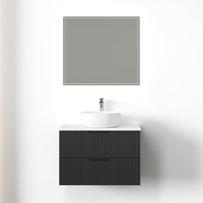 Kelsa 750 Fluted Matte Black Wall Hung Vanity - Acqua Bathrooms