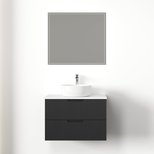 Kelsa 750 Fluted Matte Black Wall Hung Vanity - Acqua Bathrooms