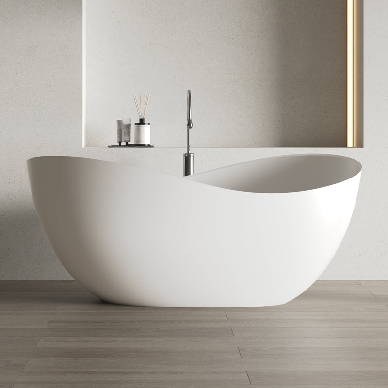 Wave 1800mm Matte White High End Designer Freestanding Bath - Acqua Bathrooms