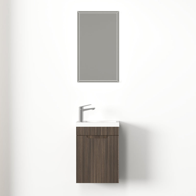 Kelsa 400 Fluted Walnut Wall Hung Vanity - Acqua Bathrooms
