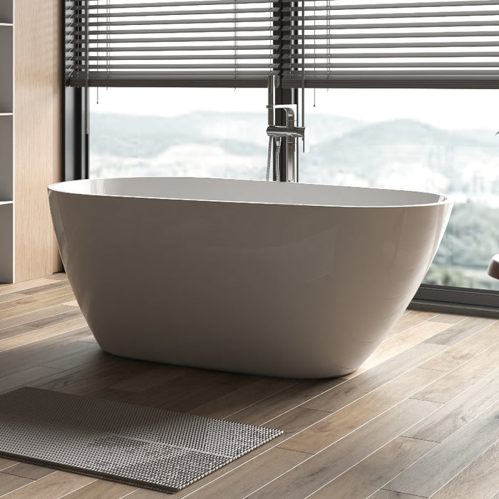 Odessa 1500mm Oval Asymmetrical Gloss Freestanding Bath Tub - Acqua Bathrooms