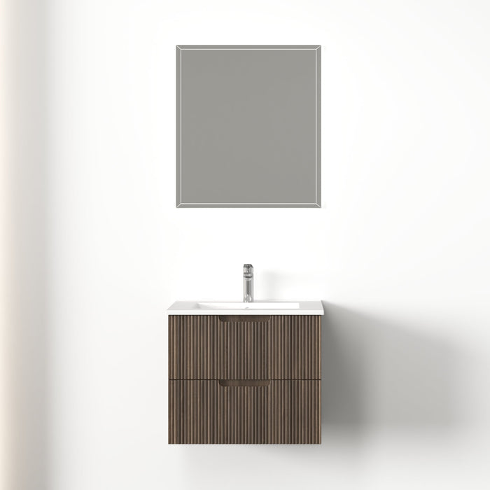 Kelsa 600 Fluted Walnut Wall Hung Vanity