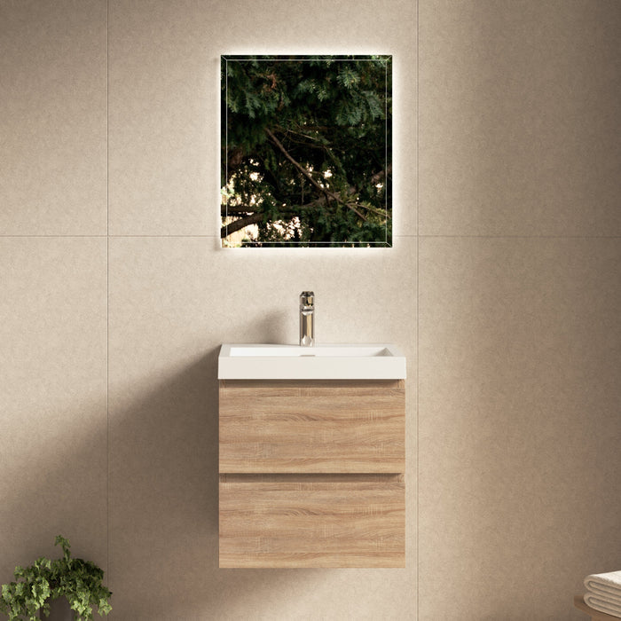 Sella 500mm White Oak Wall Hung Vanity - Acqua Bathrooms