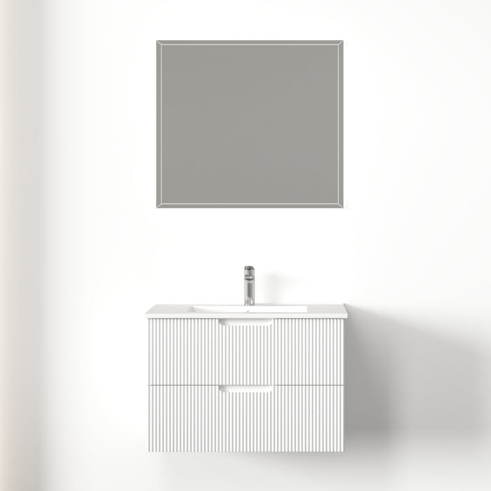 Kelsa 750 Fluted Matte White Wall Hung Vanity - Acqua Bathrooms