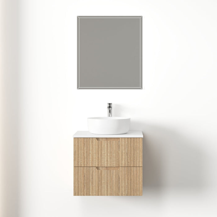 Kelsa 600 Fluted White Oak Wall Hung Vanity - Acqua Bathrooms