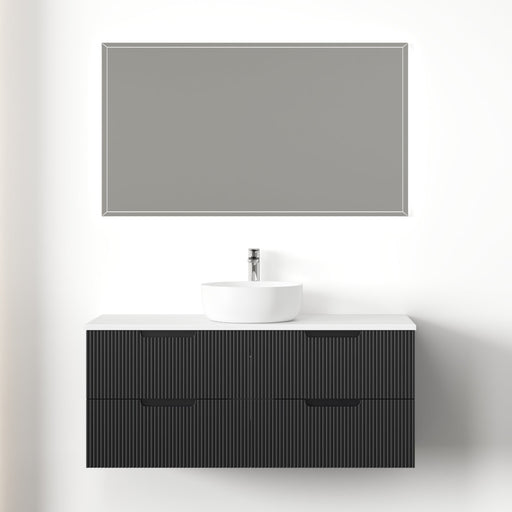 Kelsa 1200 Fluted Matte Black Wall Hung Vanity - Acqua Bathrooms