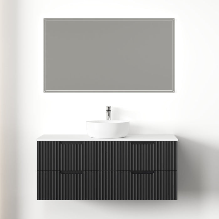 Kelsa 1200 Fluted Matte Black Wall Hung Vanity - Acqua Bathrooms