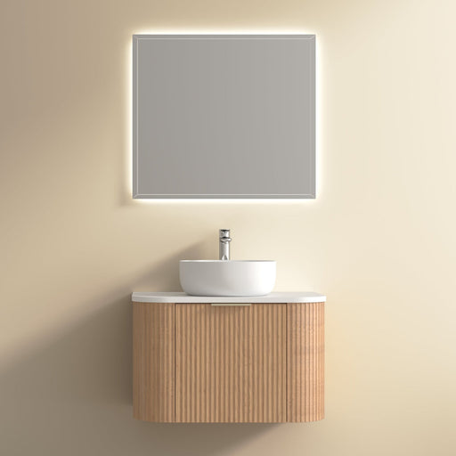 Ronda 900 Curved Desert Oak Fluted Wall Hung Vanity - Acqua Bathrooms