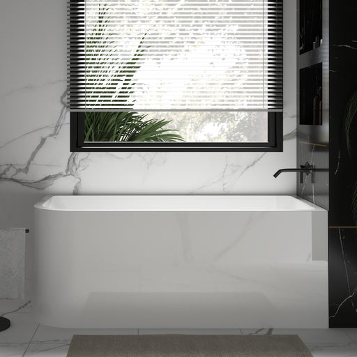 Modra 1500 Gloss White Right Corner Fit Freestanding Bath Tub - Acqua Bathrooms
