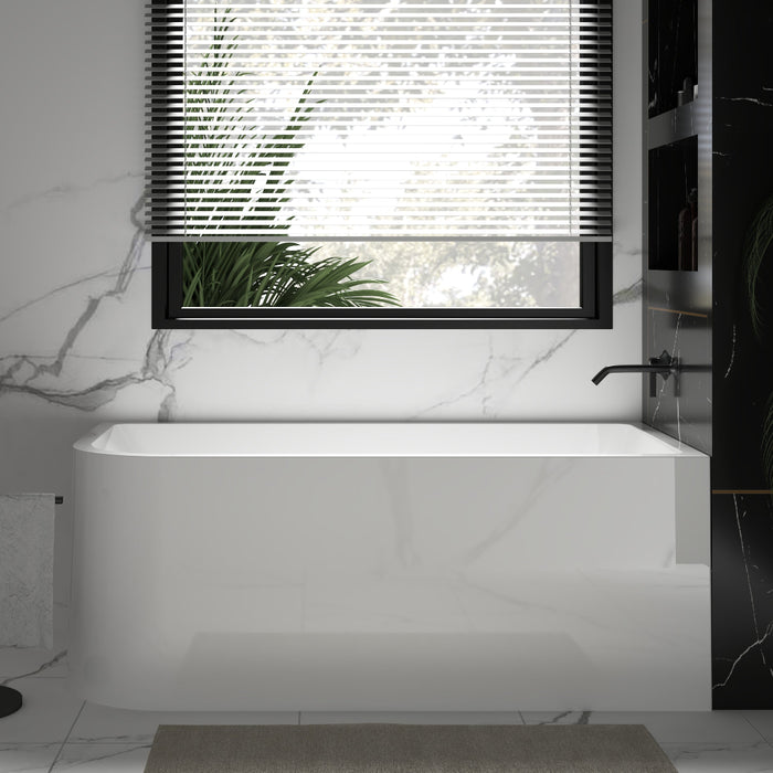 Modra 1500 Gloss White Right Corner Fit Freestanding Bath Tub - Acqua Bathrooms