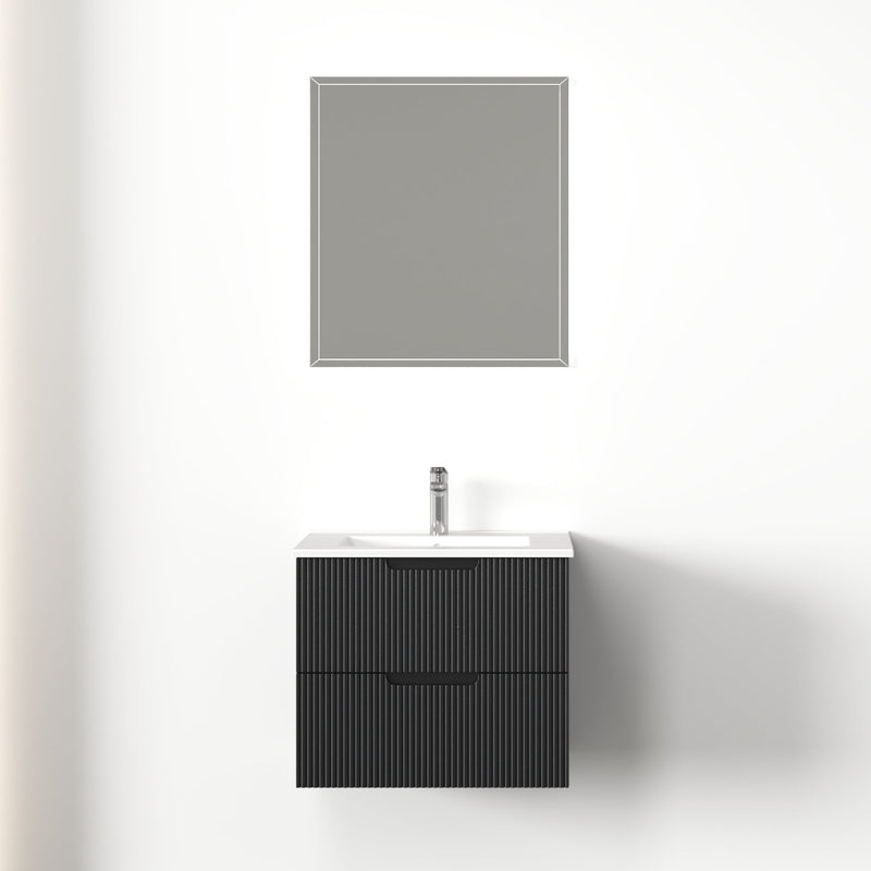 Kelsa 600 Fluted Matte Black Wall Hung Vanity