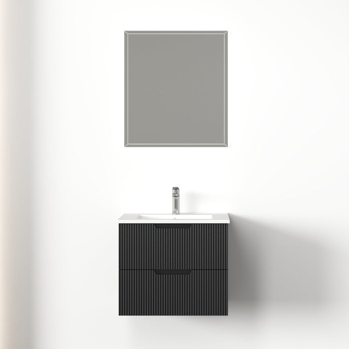 Kelsa 600 Fluted Matte Black Wall Hung Vanity