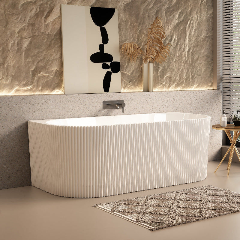 Ronda Fluted Gloss 1700mm V Groove Back to Wall Round Freestanding Bath - Acqua Bathrooms