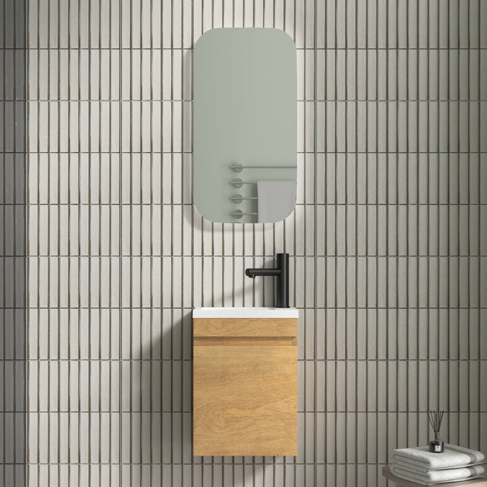 Piccolo 400 Fine Oak Wall Hung Vanity - Acqua Bathrooms