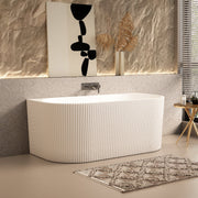 Ronda Fluted Matte White 1500mm V Groove Back to Wall Round Freestanding Bath - Acqua Bathrooms