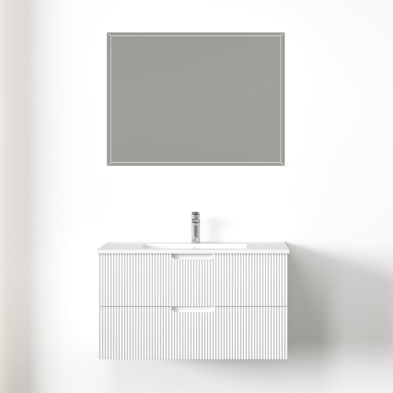 Kelsa 900 Fluted Matte White Wall Hung Vanity - Acqua Bathrooms