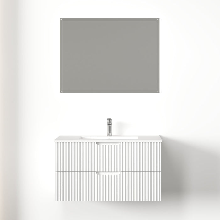 Kelsa 900 Fluted Matte White Wall Hung Vanity - Acqua Bathrooms