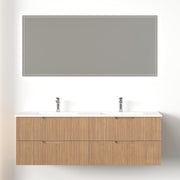 Kelsa 1500 Fluted Desert Oak Double Bowl Wall Hung Vanity - Acqua Bathrooms
