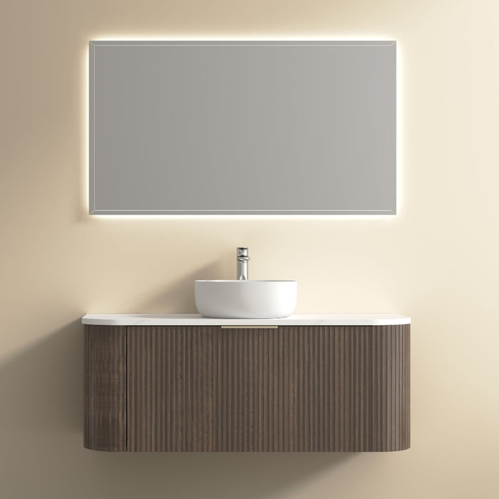 Ronda 1200 Curved Walnut Fluted Wall Hung Vanity