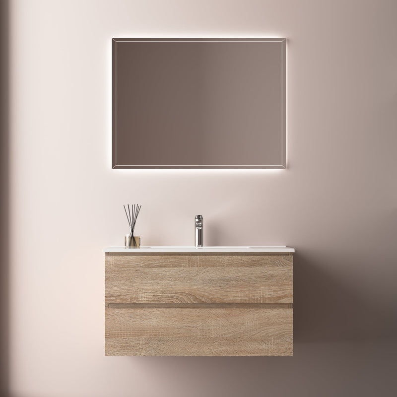 Avia 900mm White Oak Wall Hung Vanity - Acqua Bathrooms