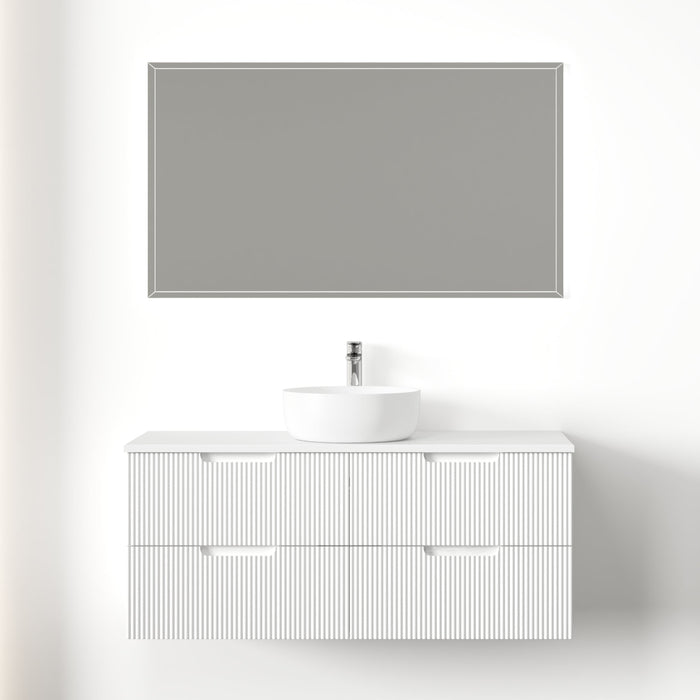 Kelsa 1200 Fluted Matte White Wall Hung Vanity - Acqua Bathrooms