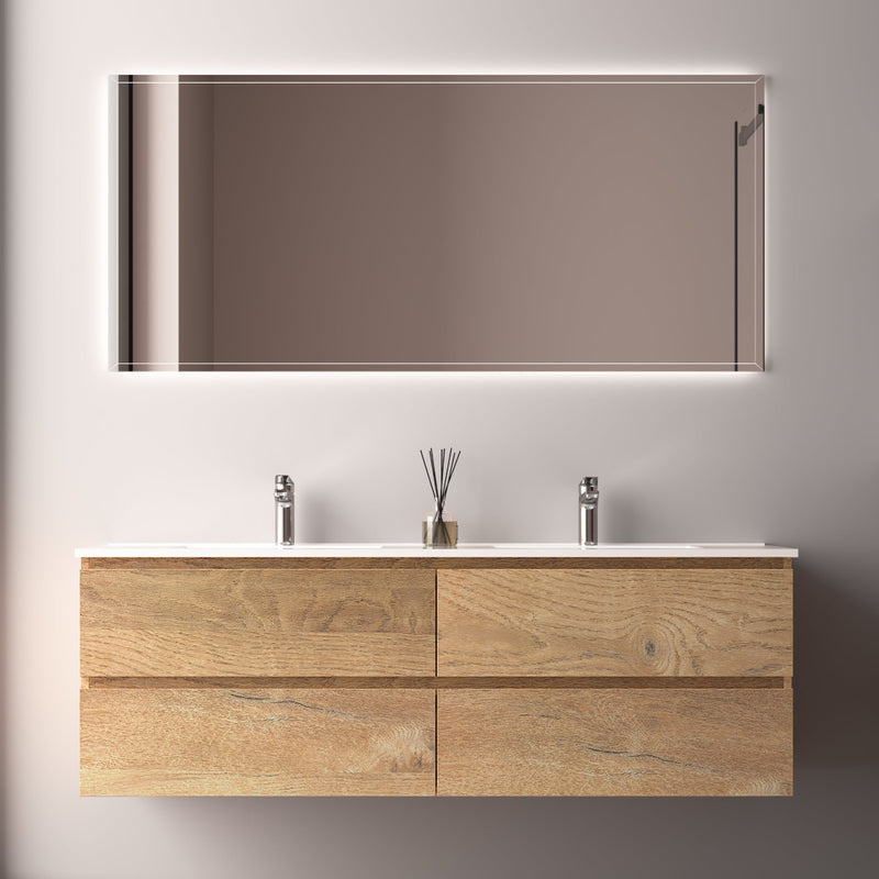 Avia 1500mm Double Natural Oak Wall Hung Vanity - Acqua Bathrooms