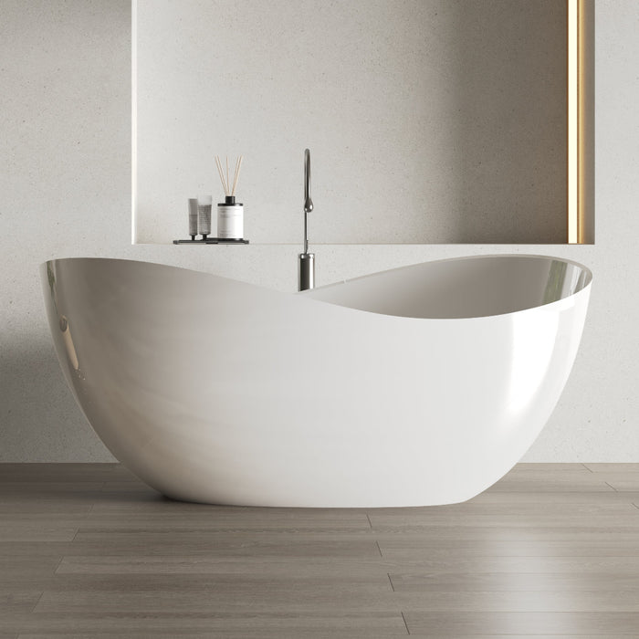 Wave 1800mm Gloss White High End Designer Freestanding Bath - Acqua Bathrooms