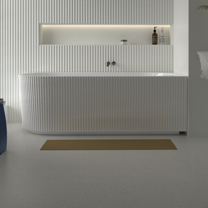 Ronda Fluted Matte White 1700mm V Groove Right Corner Fit Round Freestanding Bath - Acqua Bathrooms