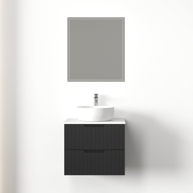 Kelsa 600 Fluted Matte Black Wall Hung Vanity
