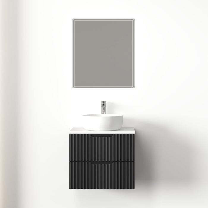 Kelsa 600 Fluted Matte Black Wall Hung Vanity