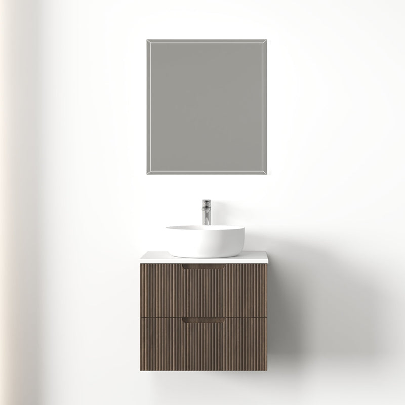 Kelsa 600 Fluted Walnut Wall Hung Vanity